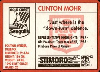 1991 Stimorol NRL #144 Clinton Mohr Back